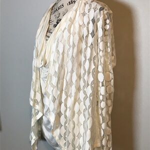 🩵NWT🩵 LONG SLEEVE LACE OVER SLOUCHED CREAM TANK TOP by HALO LADIES SIZE MED…
